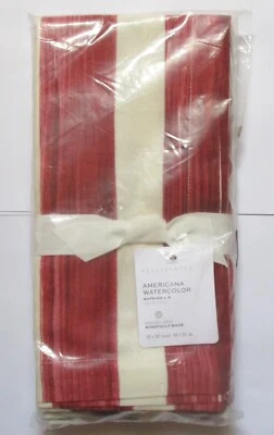 Juego de 4 servilletas de algodón/lino Pottery Barn Americana acuarela, Foto 1 de 4