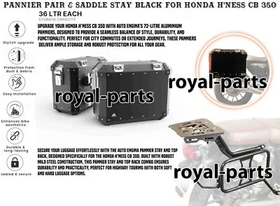 "PAR DE ALFORJAS Y SOPORTE DE SILLÍN, NEGRO" APTO PARA HONDA H'NESS CB 350 Foto 1 de 4