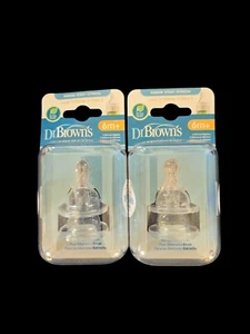 Lot Of 2 Pack x2 Dr. Brown's Natural Flow Silicone Bottle Nipple Level 3 6m+ NIP - Picture 1 of 3