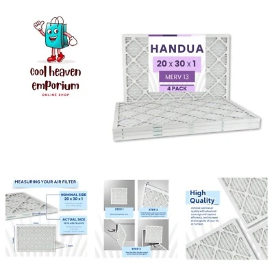 Durable 4-Pack MERV 13 Filters for Air Conditioners & Furnaces - 19.75" x 29.75" - Image 1 of 4