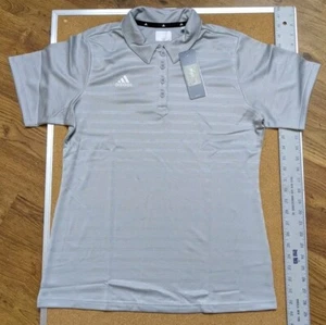 Adidas Women's Basics Light Gray Polo Shirt Size Large Climalite NWT - Picture 1 of 10