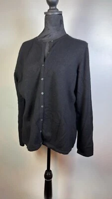 Parisian Cashmere Cardigan Sweater Black SZ LG Preppy Goth WhimsyGoth Lagenlook - Image 1 of 4