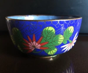 Chinesische antike Emaille Cloisonne Schüssel 4 1/4" Durchmesser 2 1/8" hoch - Bild 1 von 10