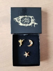 Vintage Kirks Folly Set of 3 Lapel Pins Angel/Crescent Moon/Star AB Crystals NEW - Picture 1 of 7