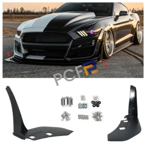 For Ford Mustang GT500 2015-2023 Black Front Bumper Lip Spoiler Aprons 2pcs - Picture 1 of 6