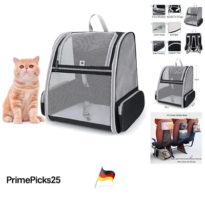 Haustier-Rucksack für Hunde und Katzen atmungsaktiv, Flugzugelassen, Schwarz - Bild 1 von 4