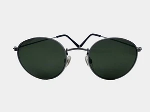 Gafas de sol y estuche protección UV 400 marco de metal plateado lente redonda (D021) - Imagen 1 de 5