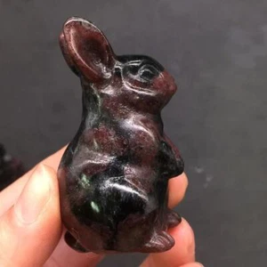 Natürlicher Granat Hase Kristall Quarz geschnitzt Reiki Hase Heilung Dekoration 1 Stück - Bild 1 von 15