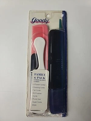 Peines de pelo vintage Goody 1996 Family Pack nuevo stock antiguo - paquete de 6 Foto 1 de 4