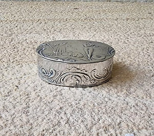 Antique Gebruder Dingeldein Hanau Germany Silver Oval Pill Box - Picture 1 of 10