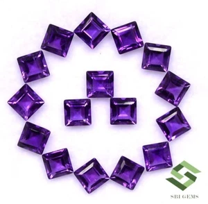 Natural Amethyst Square Cut 5 mm 9.36 CTS Lot 15 Pcs Calibrated Loose Gemstones - Picture 1 of 5