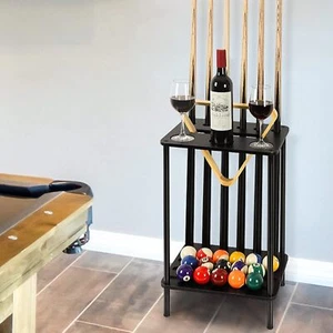 Black Billiards Pool Cue Rack - Billiard Stick Holder Holds 6 Cues for Game Room - Picture 1 of 9