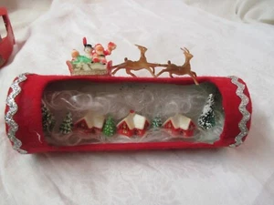 Vintage Hand Made red felted Christmas Log with Santa Reindeer Houses #8 - Picture 1 of 6