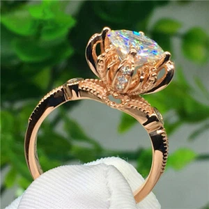 Elegant 18k Yellow Gold Plated Rings Women Cubic Zirconia Jewelry Size 6-10 - Picture 1 of 6