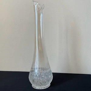 Vintage LE L.E. Smith Clear Iridescent Finger Swung Glass Vase 19" - Picture 1 of 7