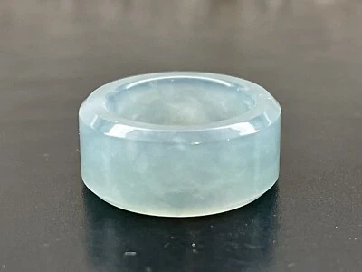 Burma Grade A Lake Blue ICY Jadeite Jade Rings 11.2mmWide 4.1mm Thick Sizes 9 - Image 1 of 4