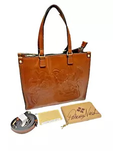 Patricia Nash Rose Tooled Leather Ava Tote Bag Shoulder Purse Tan NEW $249 Tag - Picture 1 of 10