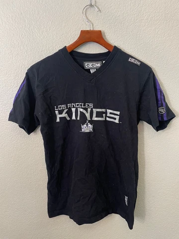 Los Angeles Kings Black & Purple Era CCM V-Neck Tee Shirt Medium Cover