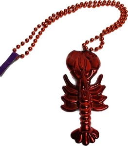 Mardi Gras Necklace Large Red Crawfish Chesapeake Bay New Orleans Louisiana 22" - Picture 1 of 6