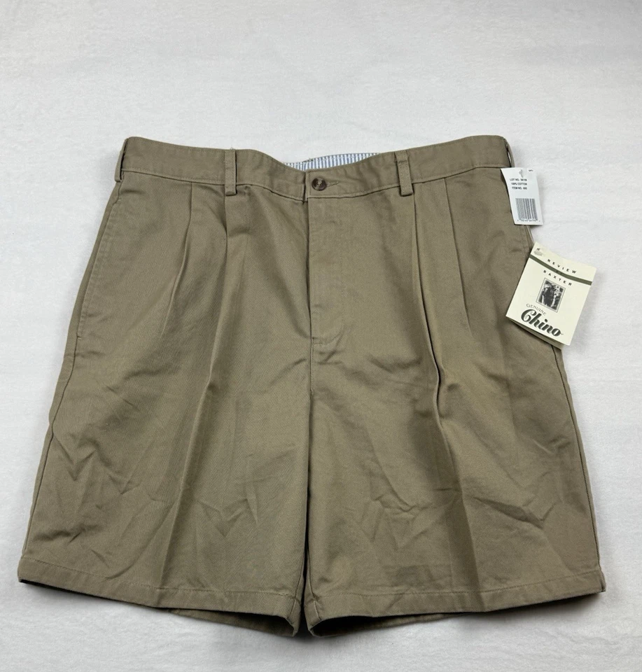 Baxter Mens 36 Linen Cotton Pleated Chino Shorts Comfort Durable New - Image 1 of 4