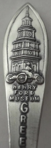 GREENFIELD VILLAGE HENRY FORD MUSEUM demi STERLING SILVER SOUVENIR SPOON - MINT! Cover
