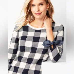 TALBOTS MAGLIONE MANICA CRAVATTA A QUADRI BUFALO - Foto 1 di 10