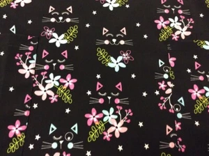Garden Cats Scrub Top : XS/TP : White Cross 618GCT Black & Pink : New - Picture 1 of 2