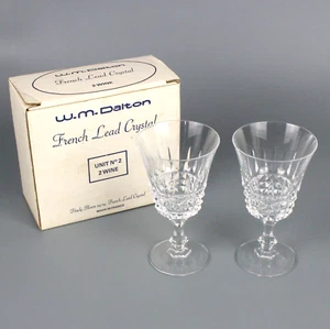 DALTON French Lead Crystal WINE GLASS x2 Verite Pattern Finely Blown 24% - Picture 1 of 9