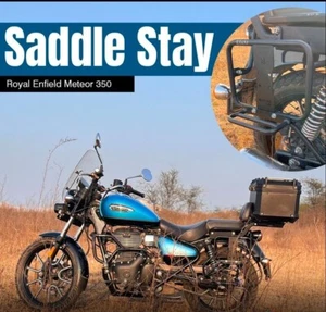 SADDLE STAY WITH EXHAUST SHIELD & JERRY CAN MOUNT FOR ROYAL ENFIELD METEOR 350 - Picture 1 of 6