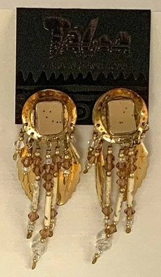 Серьги-табры с позолотой 14 карат с бразильским кристаллом друзы и кварца - Изображение 1 из 2