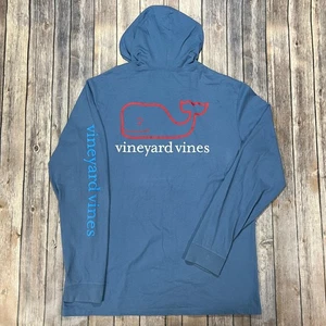 Vineyard Vines Hoodie Lightweight Long Sleeve Shirt Large Men Blue Whale Graphic - Picture 1 of 6