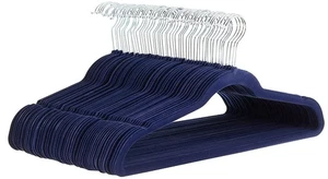 Amazon Basics Slim, Velvet, Non-Slip Suit Clothes Hangers, Navy Blue/Silver - Pa - Picture 1 of 4
