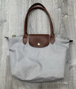 Longchamp Le Pliage "M" Modele Gray Tote Small Pocket Recycled Shoulder Bag - Picture 1 of 18