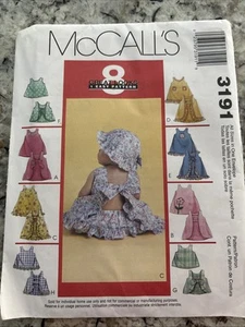 McCall's Pattern 3191 Infants Dress, Top, Panties Hat Uncut  SM-XL  Reversible - Picture 1 of 2