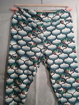 Legging Navidad LuLaRoe Verde/Gris con Santa Multicolor. Talla TC2 Mujer 20-26 Foto 1 de 4