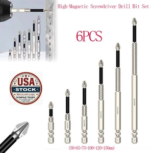 Set 6X Punte Trapano Avvitatore Alto Magnetico Posizione Super Magnetica Antiscivolo Kit - Foto 1 di 6