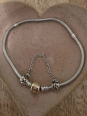 Auténtico Pandora Oro 14k Cierre Dos Tonos Pulsera Cadena de Seguridad Con 14kt. 8,25 Foto 1 de 4