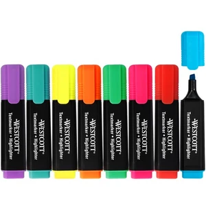 Textmarker 8er Set leuchtende Farben Marker Keilspitze Wasserbasis Schule Büro - Bild 1 von 6