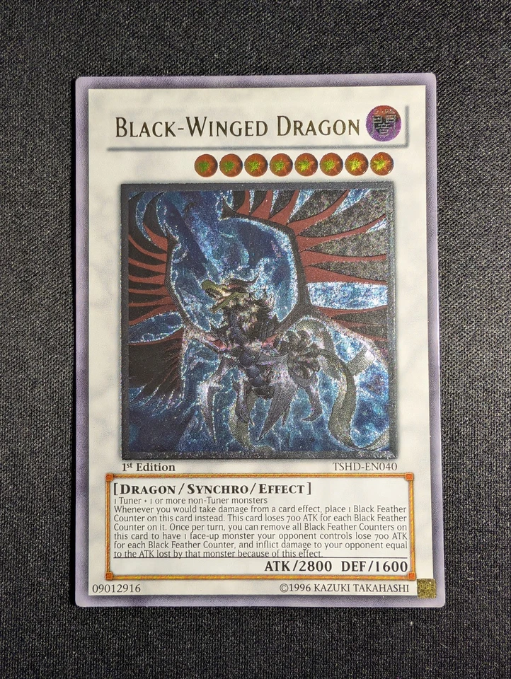 Yugioh - Black-Winged Dragon TSHD-EN040 1st Edition Ultimate Rare LP - Image 1 of 3