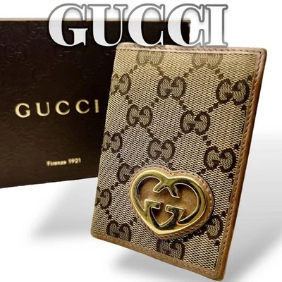 Gucci Pass Case GG corazón entrelazado marrón excelente regalo Envío gratuito Foto 1 de 4