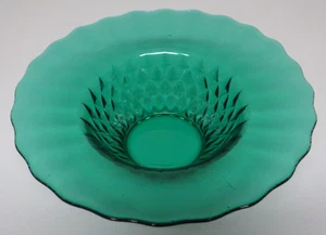 Vintage Glass Console Bowl Centerpiece Decor Hat Shaped Vase Teal Diamond - Picture 1 of 4