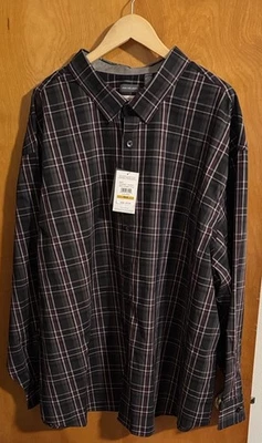 Plaid Dress Shirt Mens 4XL Van Heusen 4XLB Gray - Image 1 of 3