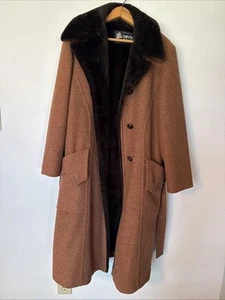 Rare Vintage Women’s Long Wool Blend Coat Size 16/ Large Davis Of Boston - Picture 1 of 8