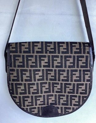 Vintage FENDI Zucca FF Canvas Leather Shoulder Bag - Image 1 of 4