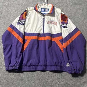 Vintage Starter Phoenix Suns Jacket Mens XL 1/2 Zip Pullover Windbreaker Anorak - Picture 1 of 10