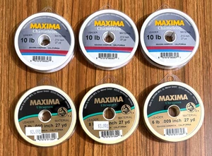 6 New Spools Maxima Leader Material, 10 lb, 8 lb 6 lb, Fly Fishing, NR - Picture 1 of 1