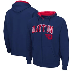 Men's Colosseum Navy Dayton Flyers Arch & Logo 3.0 Full-Zip Hoodie - Picture 1 of 3