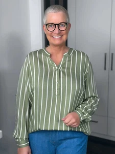 KAFFE Curve - Bluse Sida / olive-weiß - Bild 1 von 10