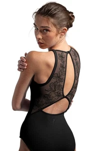 Bloch Ladies Iris Floral Halterneck Leotard Embroidered Mesh Back L40002 Black - Picture 1 of 3