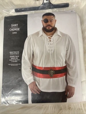 Swashbuckler 海盗吸血鬼白色衬衫成人 2XL 服装配件系带新品 — 第 1/2 张图片